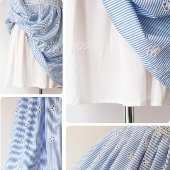 Last☝️ Light Blue Eyelet Embroidered Ruffle Dress - Picture 6 of 8